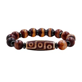 Zircobic Nine Eyes Dzi Feng Shui Healing Bracelet | Unique Tibetan Nine Eyes Dzi Wristband | Positive Energy Spiritual Bracelets | Blessing Mala Buddhist Chakra Meditation Jewelry