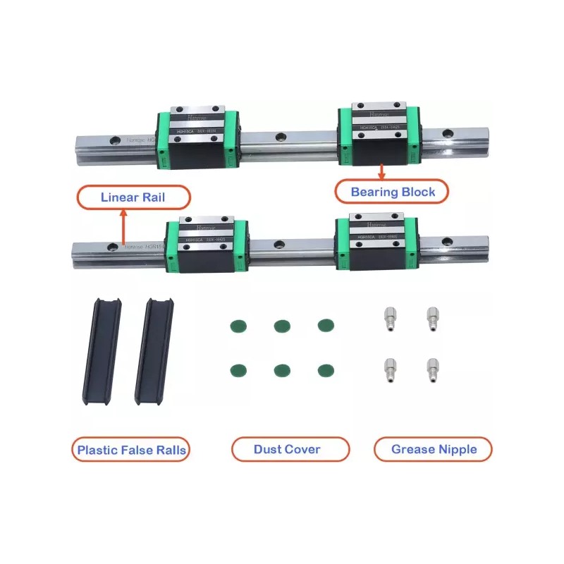 HGR 선형 레일 가이드 2PCS HGR15 HGR15-7.87인치(200mm) 슬라이드 4PCS HGH15CA
