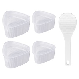 Anseom Pack of 5 Onigiri Moulds, Sushi Maker, Nigiri Sushi Triangle Shape, Rice Ball Maker with Rice Spoon, Sushi Mould, Rice Triangle Shape, Bento Onigiri Maker, Small for Restaurant, Family Kitchen