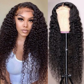 Axincheng (Deep Wave Lace Front Wigs Human Hair 13x4 Lace Frontal Curly Wigs for Black Women Wet and Wavy 130% Density Human Hair Pre Plucked with Baby Hair Natural Hairline18inch