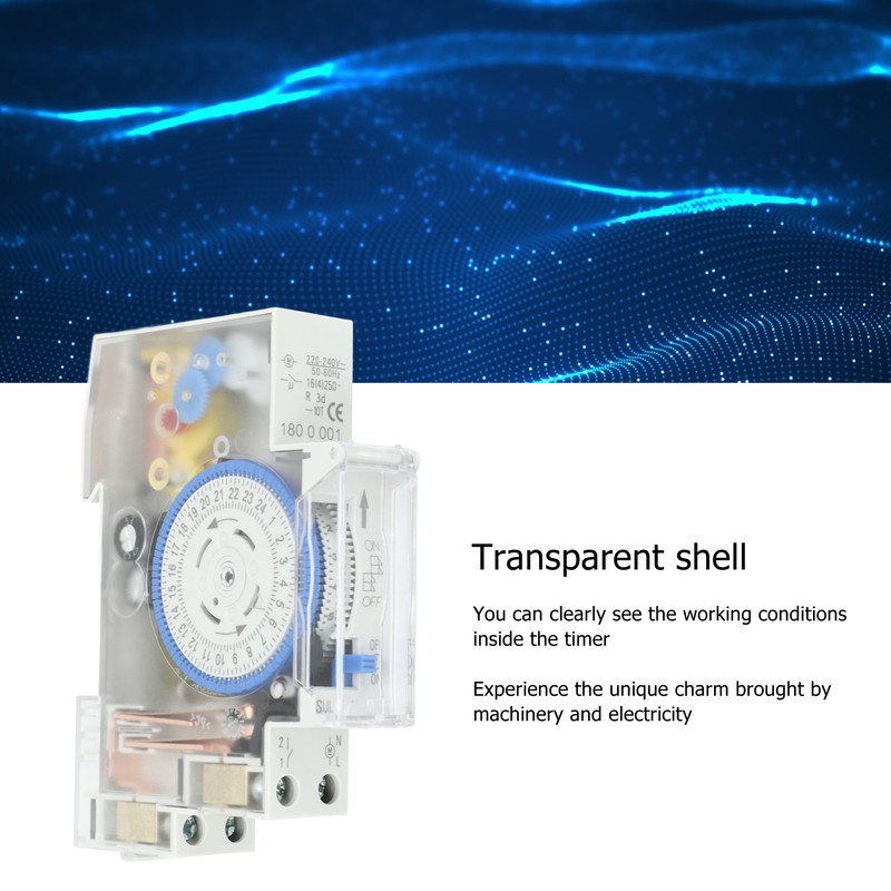 Time Switch Transparent 24h Mechanical Timer Switch with Battery for