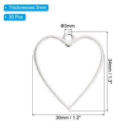 PATIKIL 30pcs Open Bezels, Resin Bezels Pendants Mold Open Back Bezels Geometric Pressed Charm Bulk Alloy Hollow Frame for Resin Jewelry Making Earrings Necklace, Heart, Silvery