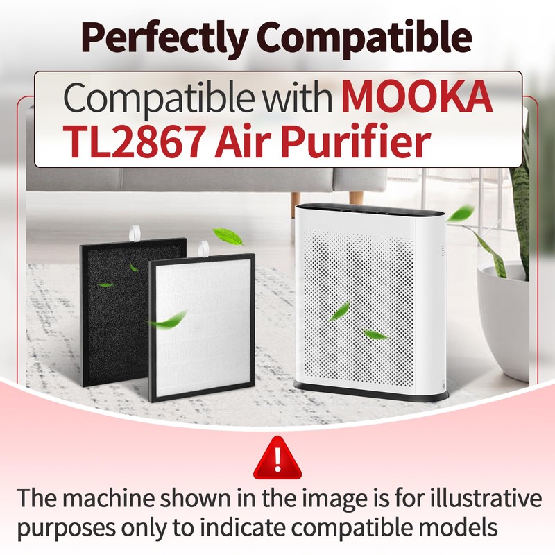 4 Pcs TL2867 Filtration Replacement Compatible with MOOKA Air Purifier