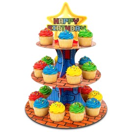 Star Cupcake Stand, Video Game Birthday Party Decoration, Dessert Tower Display Birthday Party Supplies 3-Tier Cupcake Stand (2)