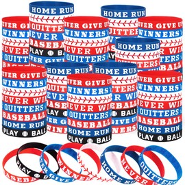 Moon Boat 74PCS Baseball Party Favors Bracelets Bulk: Rubber Silicone Wristbands, Goodie Bags Team Gifts for Kids Boys