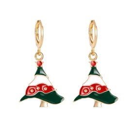 Cute Christmas Small Hoop Earrings for Women Gold Plated Hypoallergenic Colorful Enamel Charms Dangle Drop Huggie Hoops 8mm Earring Fashion Festival Holiday Decor Jewelry for Daughter Niece (Xmas Tree)
