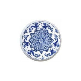 Delft Circles Collection in Blue by MCD on 1.5" DECORATIVE Glossy CERAMIC Dresser Drawer PULLS Cabinet Cupboard KNOBS (01)