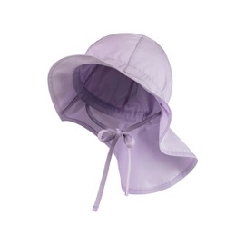 Sterntaler Baby Sun Hat with Tie Strap - Girls' Baby Hat UV Sun Protection 50+ - Sun Hat Made of Organic Poplin - Peaked Cap with Neck Sun Protection Offers Optimal Sun Protection - Lilac, 49, lilac