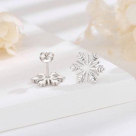EUDORA Snowflake Earrings 925 Sterling Silver Christmas Snowflake Stud Earrings Winter Holiday Jewelry Gifts for Women Snowflake Lover