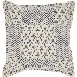 Homeroots Indigo And Ivory Floral Waves Throw Pillow