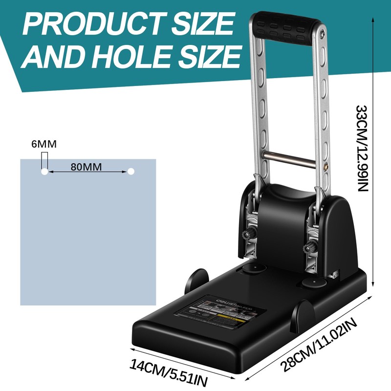 Heavy Duty 2 Hole Punch 6 Mm, 100 Sheets Punch