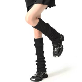 Leg Warmers for Women, 80s Party Ribbed Knit Dance Sports Women Juniors Neon Party Knitted Fall Winter Sports Yoga Pile of Socks (Black)