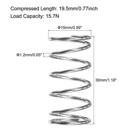 TOP-VIGOR 10Pcs Compression Spring, 15mm OD,1.2mm Wire Size,30mm Free Length Dual Extended Durable Dual Hook Tension Spring for Furniture Screen Doors Repair Projects