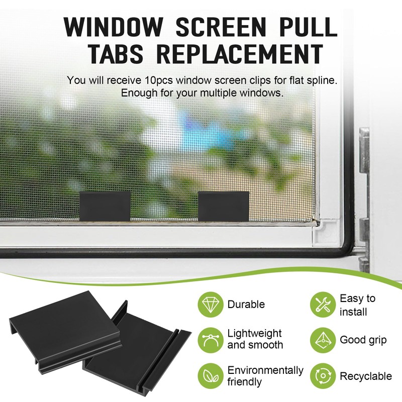 Window Screen Pull Tabs 10 Pack Hollow Flat Spline Channel