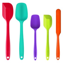 Spatulas Silicone Heat Resistant, Food Grade Rubber Spatula Set for Cooking, Baking, Stirring Heat Resistant 446°F Spatulas for Nonstick Cookware Dishwasher Safe BPA Free Multicolor Set of 5