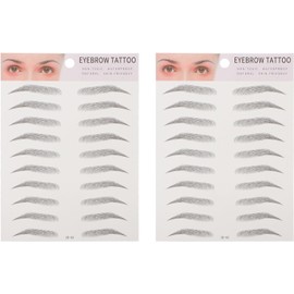 Cabilock 2 Piezas Pegatinas de Cejas Realistas Negras de Papel, para Aplicación Sencilla, sin Dañar la Piel, Adecuado para Principiantes
