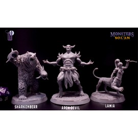 Wildspire 3 Large Monsters Booster Set for DND Miniatures - Sharkenbear, Lamia, Archdevil - Large Size minis for D&D Miniatures