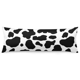 Cow Print Body Pillow Cover Black and White Cow Cowhide Pattern Long Pillow Case Protector with Zipper Decorative Farmhouse Animal Skin Large Pillowcases Cushion for Bedroom,Couch,Home Gift 20"x54"