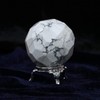 Crocon 45mm Howlite Diamond Cut Stone Sphere Ball with Metal