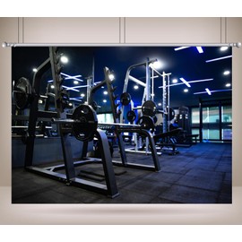 CORFOTO 7x5ft Gym Interior Backdrop Morden Style Sports Weightlifting Fitness Equipment Motion Photography Background Adult Artistic Portrait Wallpaper Photo Booth Studios Props