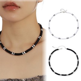 SULIUDAJI 2 Pieces Shell Necklace, Surfer Necklace, Men's Shell Necklace, Stainless Steel, Applies Shell Chain, Harren Men's Surfer Necklace, Panelled Wooden Beads Necklace, Unique Style Necklaces