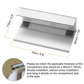 PATIKIL 5.9 x 2.9inch Glass Cubicle Aluminum Name Plate Holder,Hanging Type Single Side Baking Finish 46mm Glass Track for Desk Screen Office Sign Holder