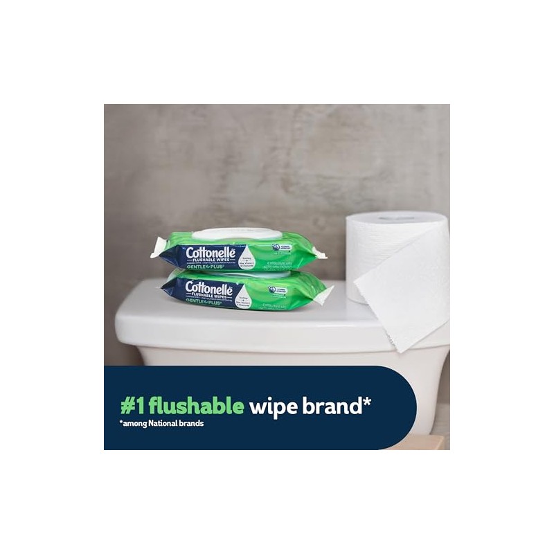 Cottonelle GentlePlus Flushable Wet Wipes with Aloe & Vitamin E,
