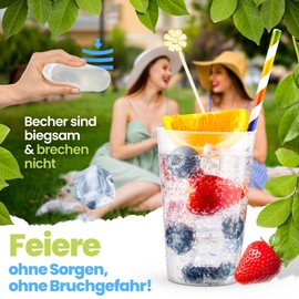 Trinklicht® 25 Reusable Cups Reusable Drinking Cups 0.3 L Shatterproof Dishwasher Safe Party Cups Plastic Cups Reusable Plastic Cups Transparent