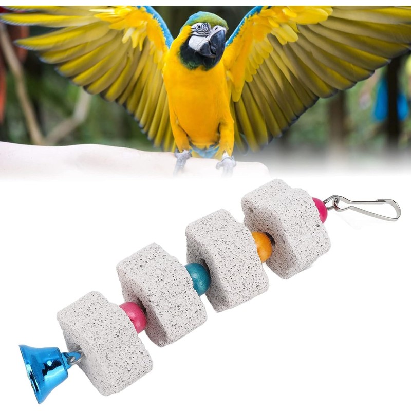Tnfeeon Bird Beak Sanding Mineral Stone Colourful Bird Block Toy