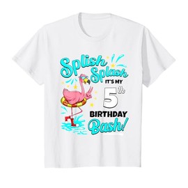 5th Birthday Flamingo 5 Years Old Pool Party Summer T-Shirt