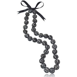 Native Treasure 32" Mens and Womens Genuine Tropical Black and White Kukui Nut Necklace Lei from the Philippines