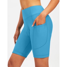 Women's 4D Padded Bike Shorts Cycling Padding Riding Bicycle Road Mountain Biking Cycle Spin Shorts for Women with Zipper Pockets(Sky Blue,S)