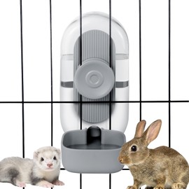 Lemtrflo 28oz Hanging Automatic Water Dispenser，Rabbit Water Bottle,Bunny Guinea Pig Ferret Water Bowl for Cage,Suitable for Small Animal Puppies(Cage Grid Spacing Over 1.2'')(Gray)