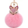 Adorable Kitty CAT Pink PUFF Rhinestone PURSE CHARM Clip On