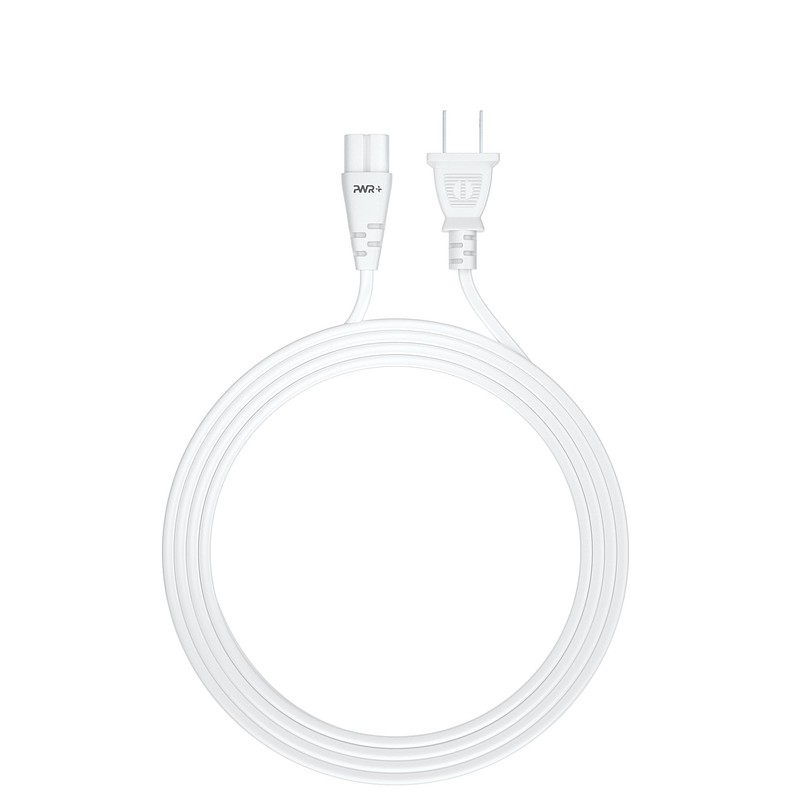 Universal 2-Slot White Power Cord for Tv Electronics and Laptops