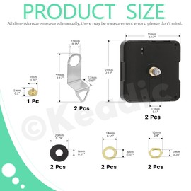 Keadic 25Pcs Quartz Clock Mechanism Replacement Set Contains High Torque Long Shaft Wall Clock Silent Movement with Long and Short Spade Hands for Home (13 mm/ 0.51 Inches)