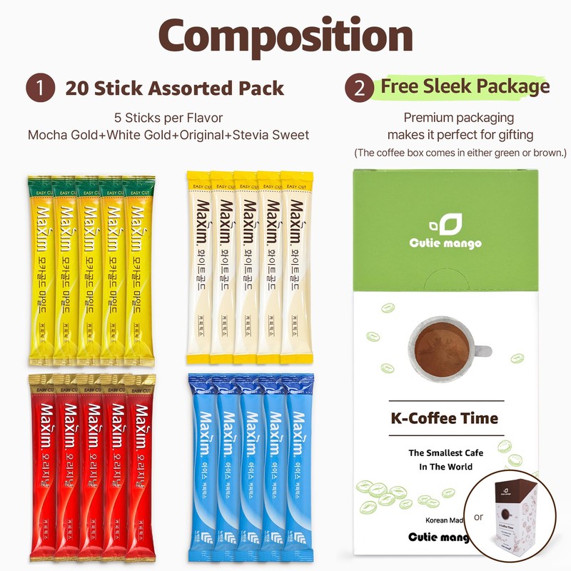 CUTIE MANGO Maxim & Ice Coffee Mix 20 Sticks |
