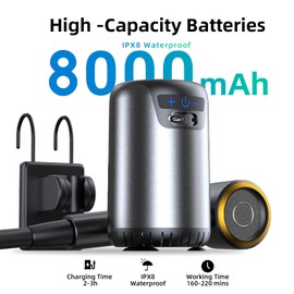 KZBUFCXZ Portable Camping Shower, Upgraded Outdoor Shower with Fahrenheit Display & 8000mAh Rechargeable Battery Pump IPX8 Waterproof for Camp, Hiking, Car Washing