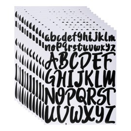 12 Sheets Alphabet Stickers, Black Self Adhesive Vinyl Letter Stickers Aesthetic, Waterproof Letter Sticker for Water Bottles, Door, Car, Scrapbooking, Poster, Cup