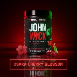 Jacked Factory X John Wick - Wick Mode Pre Workout Powder - Intense Energy, Battle-Ready Focus, Unstoppable Commitment, and Sheer Will - 40 Servings, Osaka Cherry Blossom