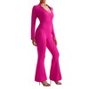 MOOSLOVER Women V Neck Polo Collared Long Sleeve Jumpsuit Ribbed
