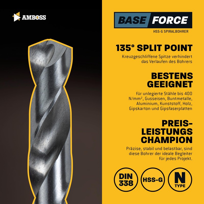 19 x Base Force Metal Drill Bit Set 19 Pieces