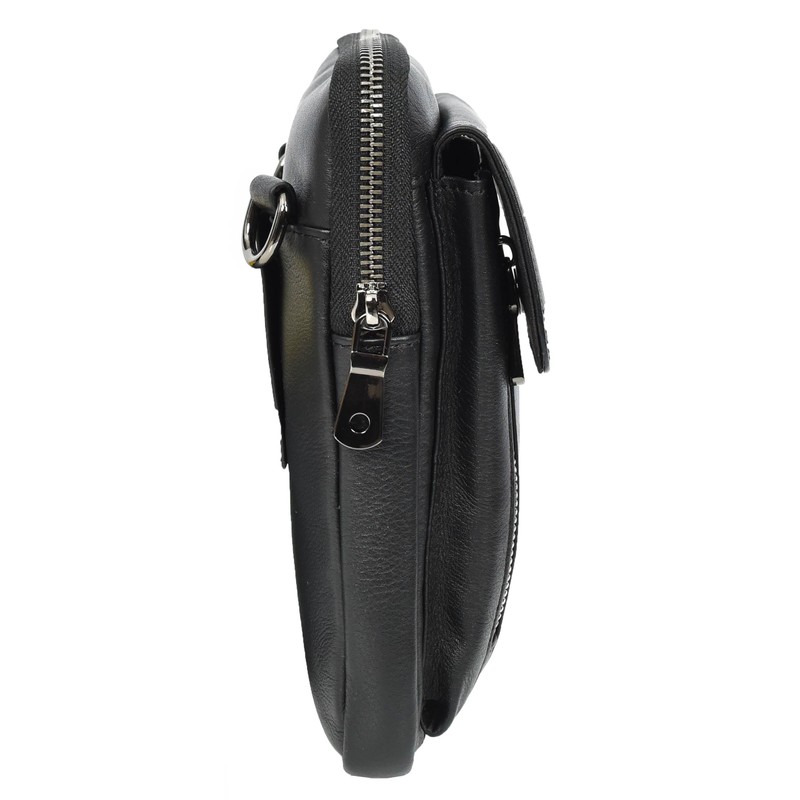 Men's Genuine Leather Multi-Pocket Travel Money Organiser Pouch HLG295 Black