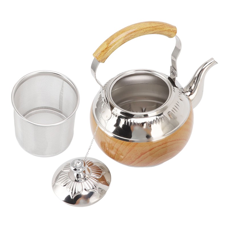 Tea Pot 1L Stainless Steel Thickened Strong Corrosion Resistant Silver