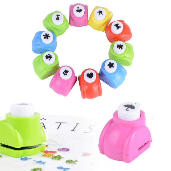Punch Paper Shaper,12 Pack Embossing Device Mini Hole Puncher Craft