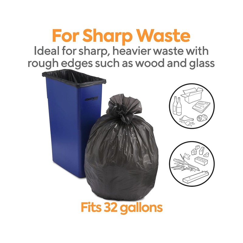 Coastwide Professional AccuFit 32 Gallon Trash Bag, 33" x 44",