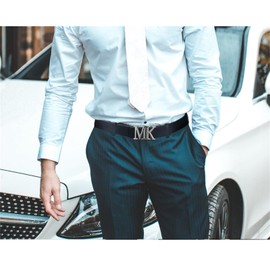 maikun Mens Dress Leather Belt, 1.3'' Width Casual Black Belt for Men, for Waist Size 30-32''