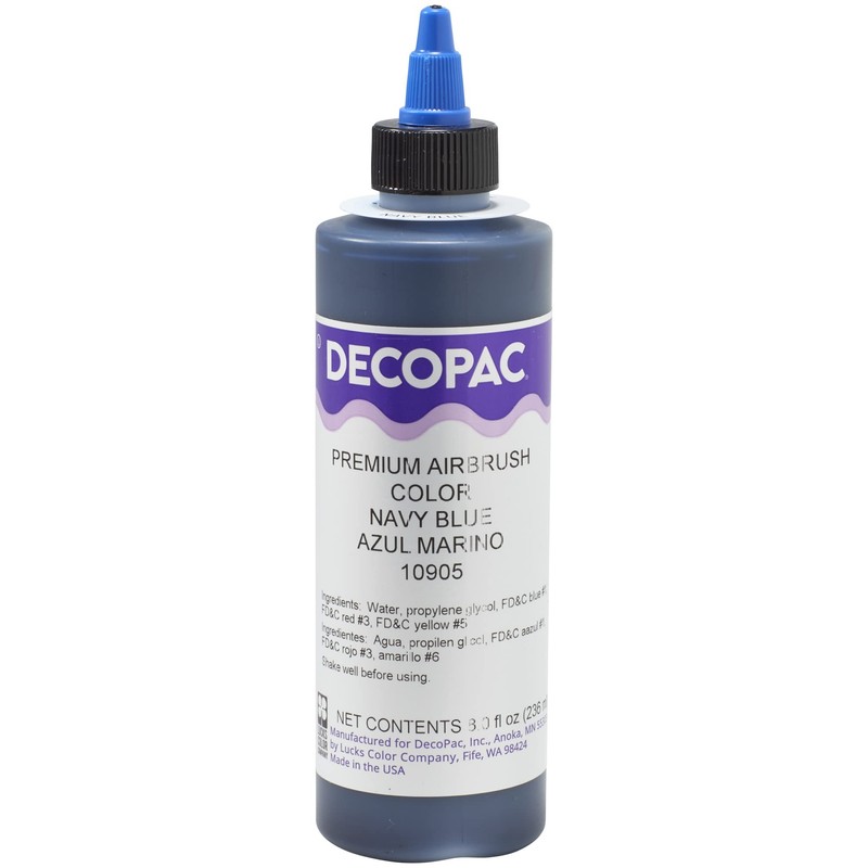 DecoPac Navy Blue Food Coloring, 8 Fl Oz Airbrush Food