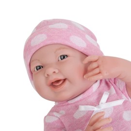 La Newborn Boutique - Realistic 15" Anatomically Correct Real Girl Baby Doll – All Vinyl “Pink Polka Dot ” – Made in Spain