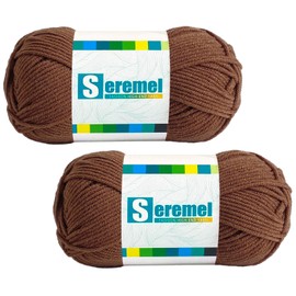 2 Pcs Soft Fluffy Acrylic Yarn for Crocheting and Knitting #4Worsted Weight Yarn-2x50g/2x 142Yards Perfect for Crafts, Blankets Hats, Gloves, Scarf (Coffee)